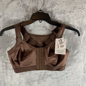 Leonisa Womens Bra 34D Posture Corrector Wireless Brown Back‎ Support Functional
